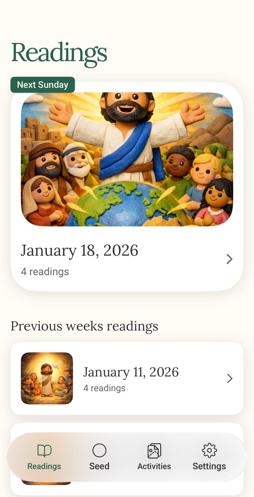 Mustard Seed App - Weekly Sunday readings for families